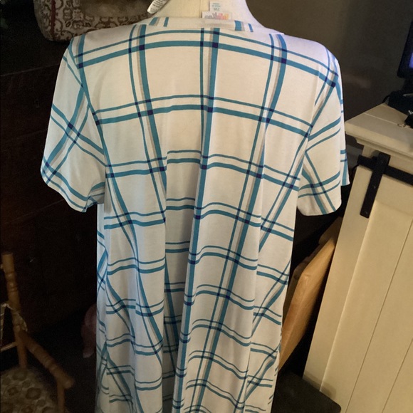 LuLaRoe Carly Dress- 2XL white with blue - Picture 2 of 4